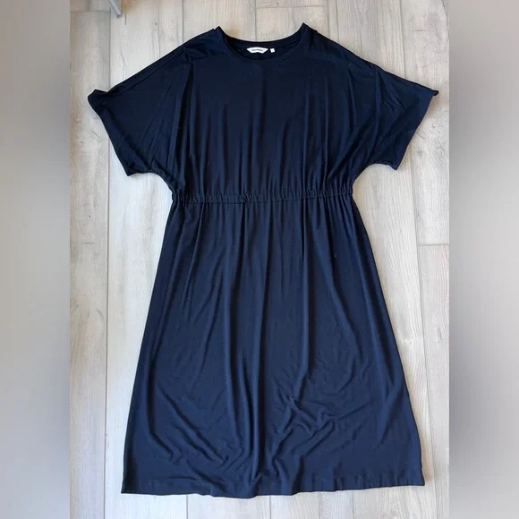 Marimekko Ikkunani Black Short Sleeve Midi Dress with Elastic Waist - Picture 3 of 13